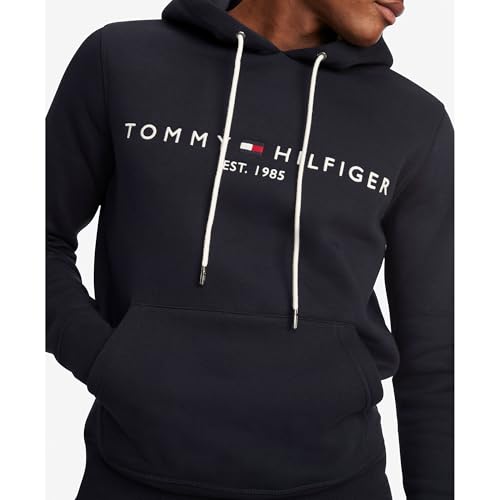 Image of Tommy Hilfiger Men's Medium Weight Fleece Hoodie Sweatshirt With Embroidered Logo, Also Available in Big & Tall