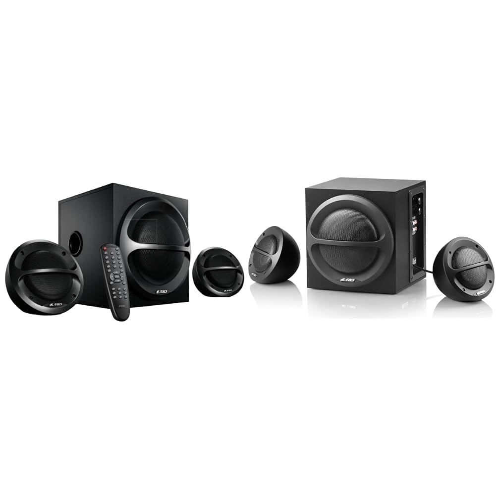 F&D A111X 2.1 Channel Multimedia Bluetooth Speaker system, showing the subwoofer and two satellite speakers.