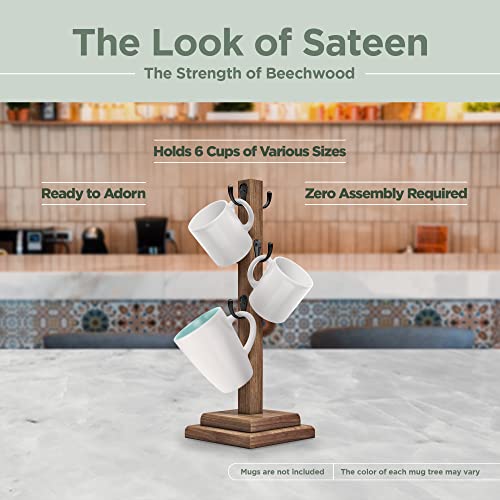 Benegio Coffee Cup Holder Mug Tree Mug Rack Timeless Collection - Satin Medium Roast Finish - Superior Craftsmanship - Anti-Tip & Slip Coffee Station Organizer - Coffee Mug Holder For Counter & Bar #TOP2