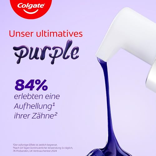 Colgate Max White Purple Serum 40ml, Lila Zahnaufhellung, hellt sofort auf, Zweifach-Aktiv-Formel für sofortige Farbkorrektur und anhaltende Aufhellungsergebnisse, mit Mikro-Poliermineralien – Bild 8