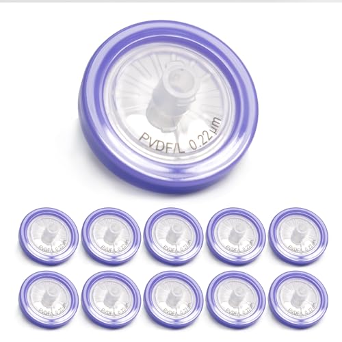 Image of PEKYBIO Syringe Filter PVDF Hydrophilic Filtration 0.22μm Pore Size, 25mm Membrane Diameter for Lab, Pack of 100, Non-Sterilized