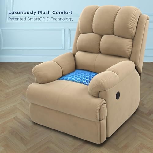 Image of Comfortable Single Seater Fabric Recliner Sofa Chair with Manual Push Back Mechanism & Extra Cushioning for Living Room, Color: BeigeG