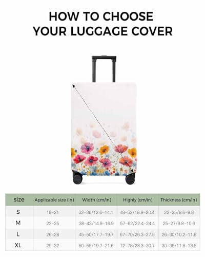 Travel Luggage Cover Medium Suitcase Cover Fit for 22-25 Inch Luggage Floral Luggage Protector Suitcase Cover Scratchproof Watercolor Floral Flowers Bud Red Luggage Cover Protector for Suitcase3