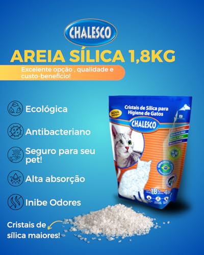 Chalesco Areia Higiênica Cristais de Sílica para Gatos 1,8 kg