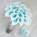 Lily Garden Luxury Calla Lily Bridal Wedding Bouquet 3 Dozen with Groom Boutonniere (Turquoise Picasso)