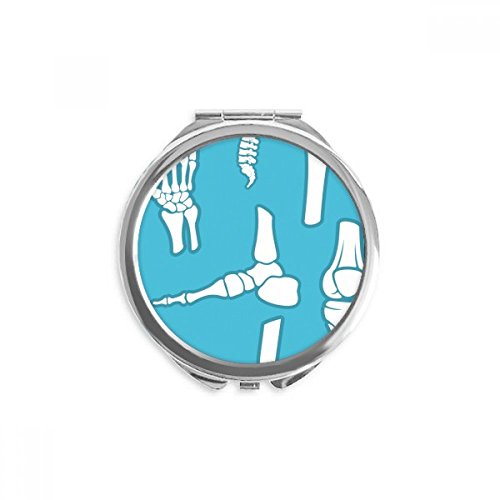 Espejo portátil de la mano del bolsillo del maquillaje redondo con diseño de hueso azul