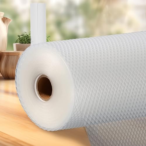 Image of CANWAY (45cm x 10M) Food Grade Non-Slip Drawer & Shelf Mat | Waterproof, Washable Shelf Liner for Kitchen Cabinets, Cupboards, Fridge & Bathroom Shelves | White