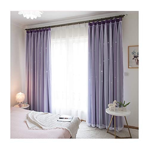 BSTL Blackout Curtains, Pencil Foldable Light Curtains, Soft Heat-insulating Window Fittings, 66 X 72 Inches, Two Panels,Purple-66W*72L