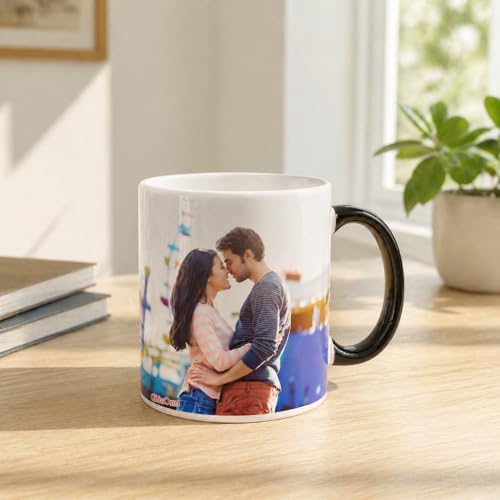 Image of Personalized Magic Mug - Custom Photo, Name & Quote Ceramic Mug - Birthday, Anniversary, Valentine's Gift - 325ml Color Changing Mug for Girlfriend, Boyfriend, Husband