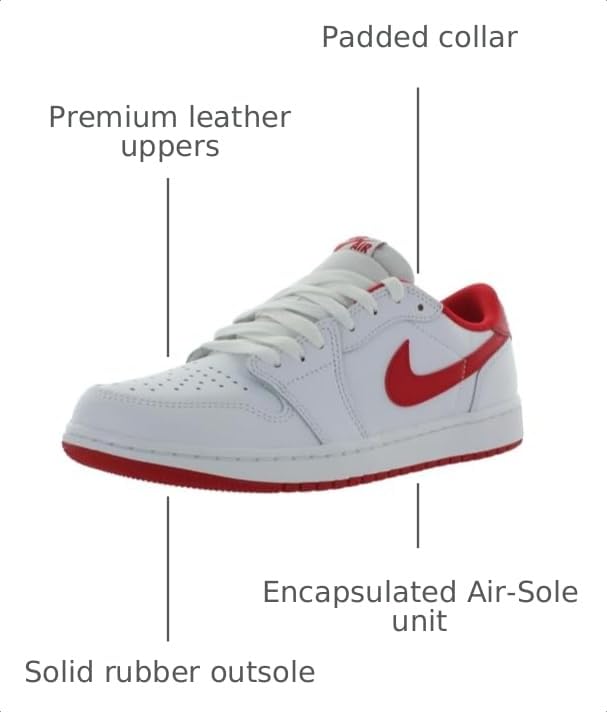 Image of Nike Air Jordan 1 Retro Low OG - White / University Red / White