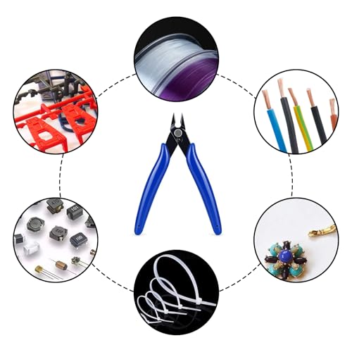 Image of Micro Wire Cutter 5-inch,Precision Flush Cut Nippers,Small Side Cutting Pliers for Jewelry,Electronics,3D Printing,Plastic Models,Blue
