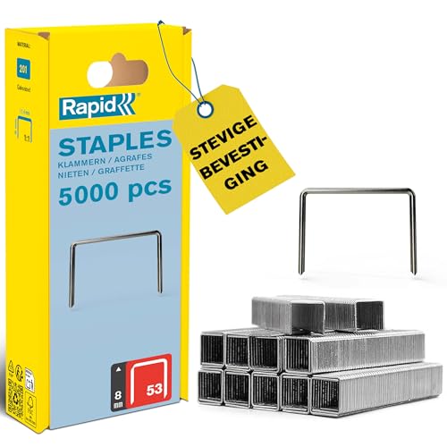 Rapid - Rapid No.53 Fijndraadnieten – 8 mm, Gegalvaniseerd Staal, 5.000 Stuks in Kunststofbox – Voor Hout, Textiel en Universele Type 53 Tackers