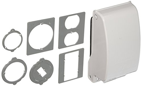 Morris 38912 While In-use Die Cast Metal Weatherproof Cover with 1 Gang Vertical, Aluminum/White