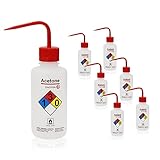 Okulab 6pcs of Acetone Wash Bottles, Vol.500ml (17oz), Narrow Mouth, Self-Venting Safety Squirt Bott