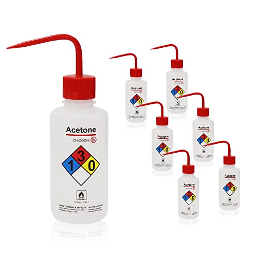 Okulab 6Pcs Of Acetone Wash Bottles, Vol.500Ml (17Oz), Narrow Mouth, Self-Venting Safety Squirt Bottle, Ldpe Material, Wba500A6 #TOP1
