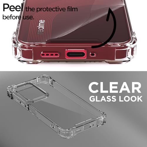 Image of Amazon Basics Back Cover for Realme Narzo 90X 5G / Realme C85 5G / Realme 15X 5G PC + TPU Clear Transparent Raised Edges Shockproof Protective Phone Bumper Case (Transparent)