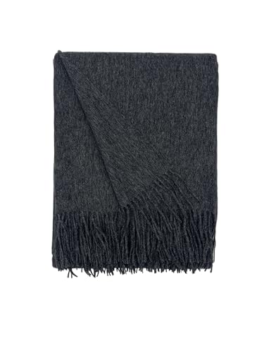 Alashan - Cashmere Blend Ripple Finish Woven Throw - Charcoal Cashmere Throw