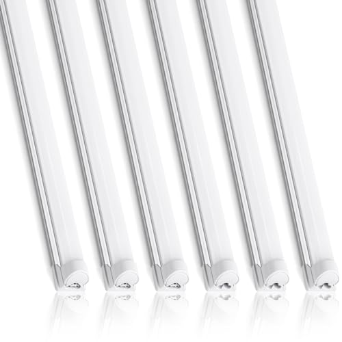 Barrina LED Batten Light 4FT/117cm, 36W 4200lm, 6500K Double Row Beads, T8 Fluorescent Tube Replacement for Garage Shed Loft Office Workshop Lighting, 6 Packs