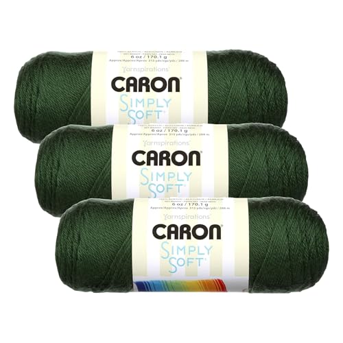 Image of Caron Simply Soft Solids Yarn (4) Medium Gauge 100% Acrylic - 6 oz - Dark Sage - Machine Wash & Dry (Pack of 3)