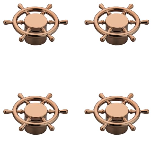 Image of Ship Wheel Design Knob for Drawer /Door Knob /Drawer Knobs /Decorative Knobs and Pulls /Zinc Alloy (Rose Gold) Pack of 4-| 3 Years Warranty |