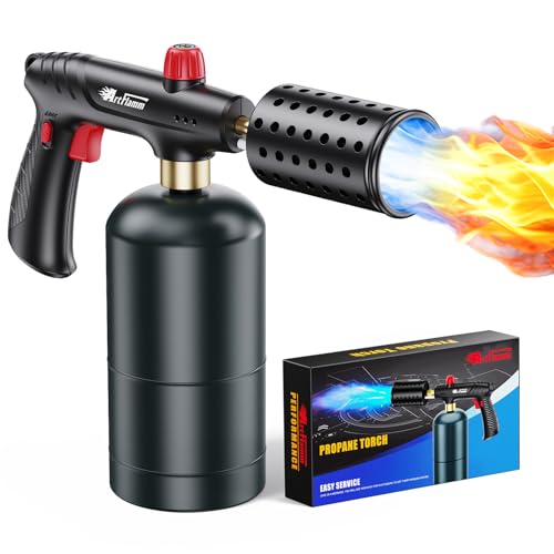 Image of ARTFLAMM Powerful Propane Torch with Safety Lock, Cooking Blow Torch Gun with Adjustable Flame & Cooling vents Design, Kitchen Food Torch for Grill, Sous Vide, Charcoal Lighter (Tank Not Included)