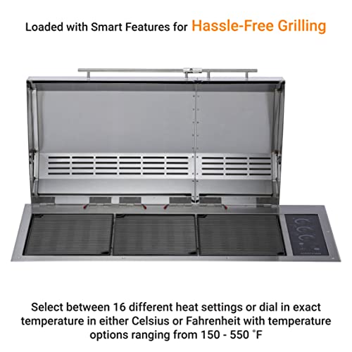Kenyon The Big American Grill, Electric Grill With 3 Burners And 2 Piece Lid, Stainless Steel Body, Rust-Proof Grill With Intelliken Touch Control, Ul-Approved For Indoor And Outdoor Use, 240V #TOP5
