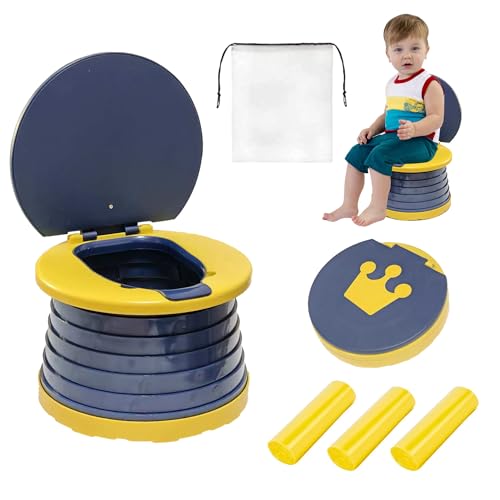 Image of portable, foldable potty seat for toddler, Training Toilet Seat Emergency Toilet for Car, Camping, Outdoor, indoor (blue, small)