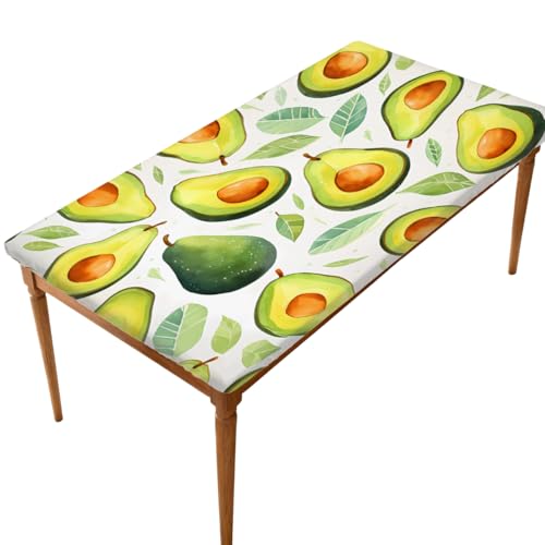 Entemne Mantel rectangular elástico de 1,5 m, diseño de frutas tropicales, impermeable, protector de mesa ajustable para comedor, jardín, fiesta, patio, restaurante, mesa