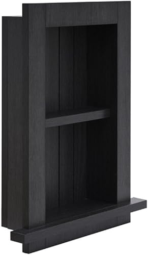 Nicho de pared empotrado, botiquín empotrado negro completamente montado