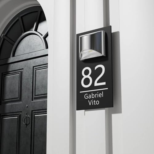 Placa solar LED casa con número personalizado acrílico iluminado 2