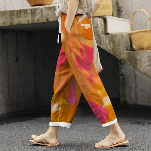 Culottes Hose Damen Sommerhosen Capri Outdoor Größe Und Walkinghose Leoparden Wildlederhose Fahrrad Spandex Hundeführerhose Schmale Fischerhose Look Kostüm City Orangener 122 Yoga-Hose