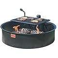 Pilot Rock 30 Inch Heavy Duty Steel Ground Fire Pit Ring Insert Liner and Metal Cooking Grate for Grilling, Camping, and Backyard Bonfires, Black