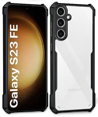 Image of WOW IMAGINE Shock Proof Clear Protective Back Case for Samsung Galaxy S23 FE - AirEDGE Technology | 360 Degree Camera Protection | Transparent Hybrid Back Case Mobile Cover - Black
