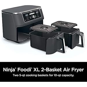 Ninja DZ401 Foodi 6-in-1 10-qt. 2-Basket Air Fryer with DualZone Technology, Grey (Renewed) AD350CO Ninja DZ401 Foodi 6 in 1 10 qt 2 Basket Air Fryer with DualZone Technology Grey Renewed AD350CO