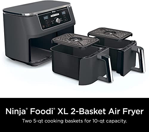 Ninja-DZ401-Foodi-6-in-1-10-qt-2-Basket-Air-Fryer-with-DualZone-Technology-Grey-Renewed-AD350CO Ninja DZ401 Foodi 6 in 1 10 qt 2 Basket Air Fryer with DualZone Technology Grey Renewed AD350CO