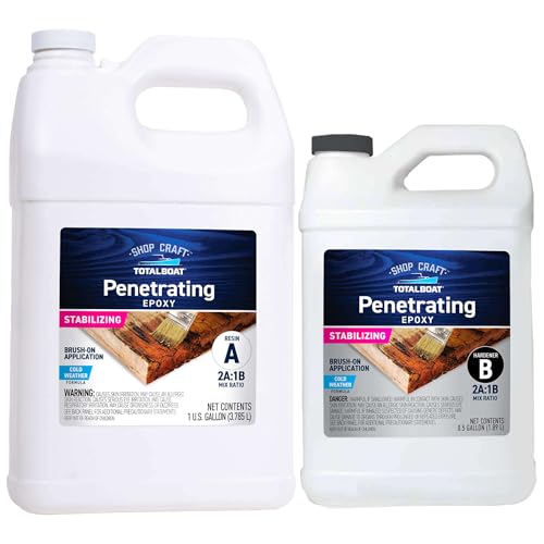 TotalBoat Clear Penetrating Epoxy Wood Sealer Stabilizer for Rot Repair and Restoration (1.5 Gallon, Cold Weather)
