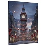 Thème et éléments de design : célébrez Noël avec cette représentation captivante de Big Ben, entouré de flocons de neige, de lumières de Noël, de guirlandes et d'étoiles scintillantes.