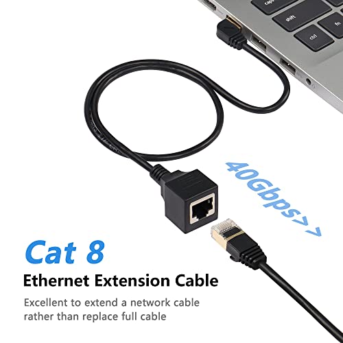 SinLoon RJ45 Cat8 Ethernet Cable,90 Degree Male to Female High Speed Cat8 Network Cable,40Gbps 2000Mhz SFTP Patch Cord For Router Modem Server (Left) - Image 2