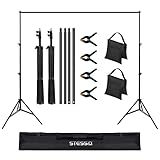 OMBAR Foto Hintergrund Ständer 2*3m Fotostudio Verstellbarer Hintergrundsystem Backdrop Stand mit 4 Stück Hintergrundklemmen, 2 Sandsäcken für Fotostudio Porträt Produkt Fotografie, Party, Hochzeit