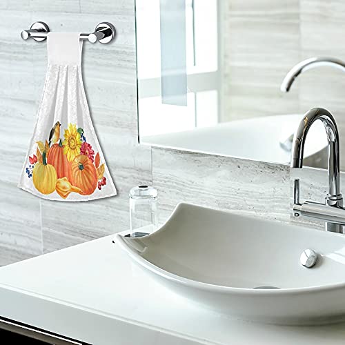 Slhkpns Autumn Leaves Robin Bird Kitchen Hanging Hand Towels,Pumpkins Sunflowers Absorbent Tie Towel With Loop 2 Pcs Kitchen Linen Sets For Bathroom Restroom Home Decor, 12X17In #TOP6