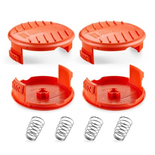 Trimmer Line Cap and Spring for BLACK+DECKER,Trimmer Replacement Spool Cap Covers Compatible for Black+Decker AFS Trimmer (RC100P),Black and Decker Weed Eater Parts,4 Pack (4 Spool Cap+4 Spring)