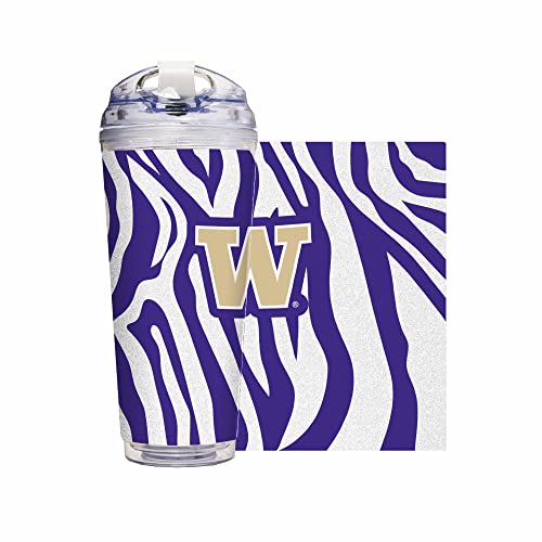 Image of Rico Industries NCAA Glitter 24oz Acrylic Glitter Tumbler with Hinged Lid, Officially Licensed Double Wall Tumbler with Straw