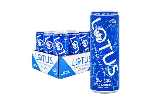 Blue Lotus Plant Power Drink™ | Pure Cane Sugar | 160 mg Natural Caffeine from Green Coffee Bean | Plant-Based Ingredients | 12 oz Cans | 12 Count