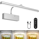 Lightbiz Picture Light, 15.35inch 5400mAh Rechargeable Picture Lights for Wall Battery Operated Wall Lights with Remote, 3 Colors Paintings Light Dimmable Art Light for Artwork, Gallery (Silver)