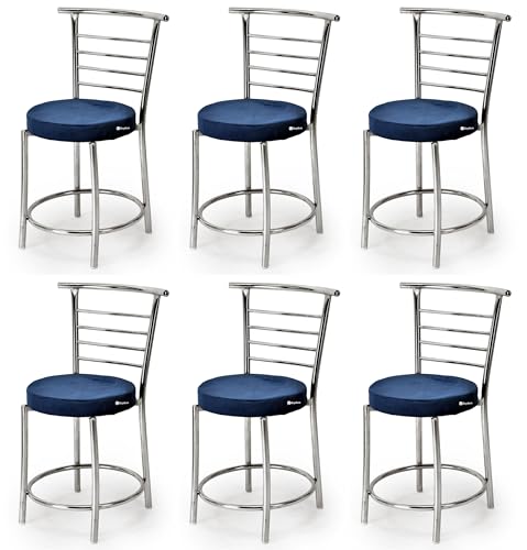 Image of Goyal steel & furniture Chairs for Dining Table, Steel Chair, Dining Chair with Comfortable Cushion (6, Blue, Standard)