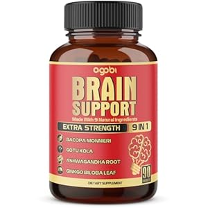 9in1 Brain Support Supplement – Concentrated Ashwagandha Root, Gotu Kola Powder, Bacopa Monnieri Powder and More – 90 Capsules – 3-Month Supply