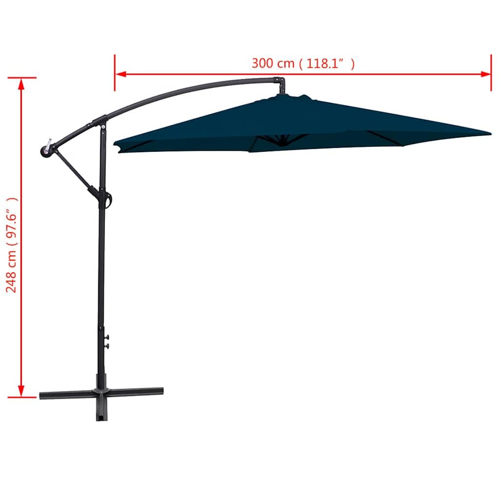 Niebieski parasol ogrodowy wspornikowy 3 m