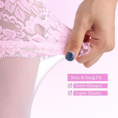 Image of G&Y Thigh High Stockings with Silicone - 15D Sheer Lace Top Nylon Stay Up Pantyhose for Women