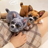 22cm Französische Bulldogge Kuscheltier,Niedlich Französische Bulldogge Stofftier,Simuliertes Tier Hund,Kindliche Gesellschaft Trost Stofftier Spielzeug Geschenke für Jungen Mädchen (Hellbraun)