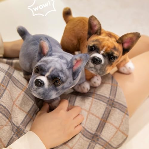 Xiyocadt 22cm Französische Bulldogge Kuscheltier,Niedlich Französische Bulldogge Stofftier,Simuliertes Tier Hund,Kindliche Gesellschaft Trost Stofftier Spielzeug Geschenke für Jungen Mädchen (Grau)